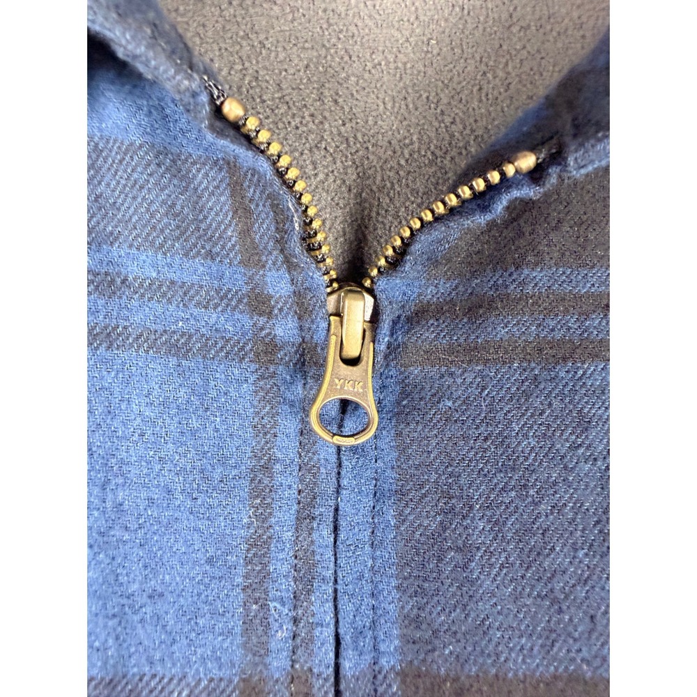 Field & Stream Mens Blue Black Plaid Fleece Lined Flannel Zip Shirt Shacket LG - Picture 8 of 9
